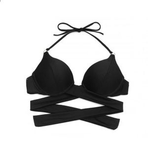 Wrap Push-up Bikini Top, Black, S